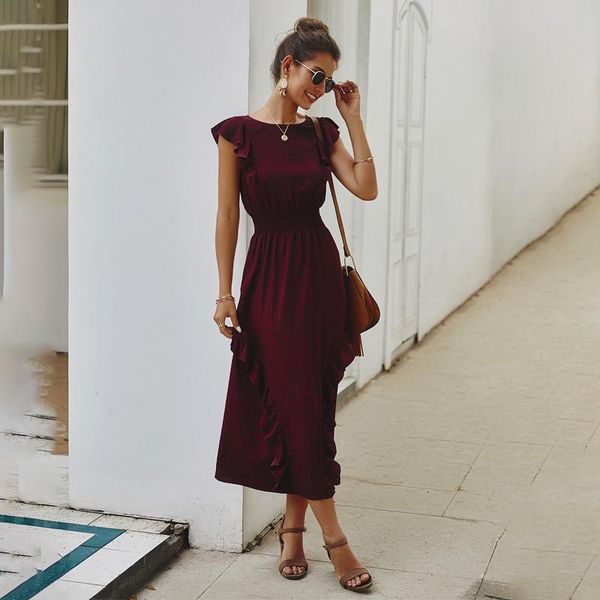 casual dresses women summer dot print midi dress female o-neck sleeveless elegant high waist ruffle vestidos, Black;gray
casual dresses women summer dot print midi dress female o-neck sleeveless elegant high waist ruffle vestidos, Black;gray