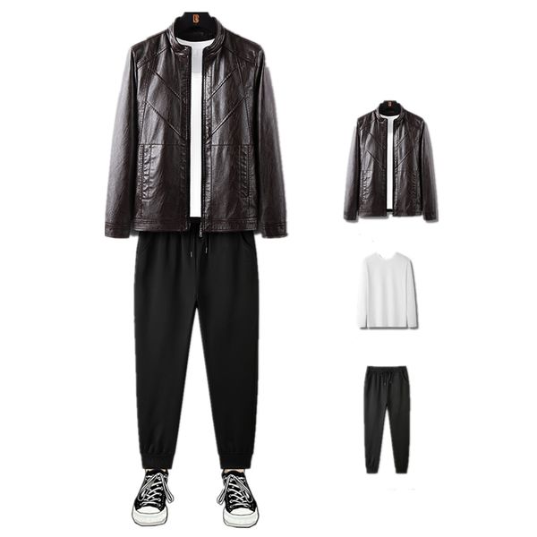 mens 3 piece suits bomber faux leather jacket stand collar jackets thicken warm outwear joggers pants crewneck sweatshirt, Blue;black
mens 3 piece suits bomber faux leather jacket stand collar jackets thicken warm outwear joggers pants crewneck sweatshirt, Blue;black