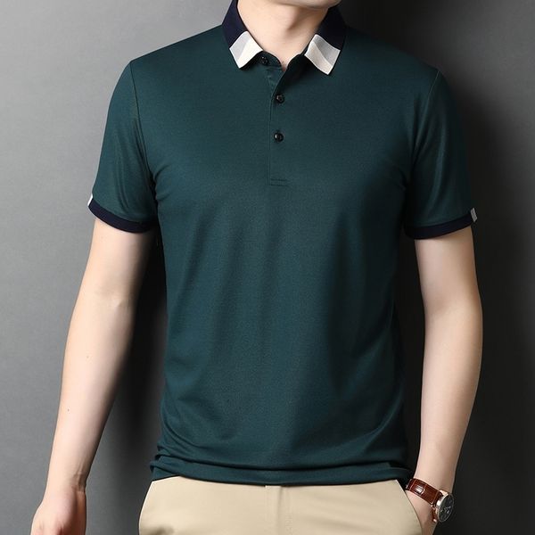 2021 summer new silk poio short sleeve lapel color matching men's short sleeve t-shirt, White;black
2021 summer new silk poio short sleeve lapel color matching men's short sleeve t-shirt, White;black