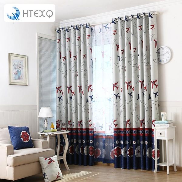 curtain & drapes htexq 2021 cartoon plane shade blinds finished windows blackout curtains for children kids bedroom treatments fabric