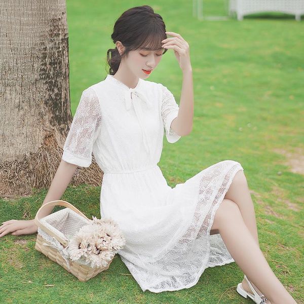 casual dresses chic khaki 2021 summer lace short-sleeved dress crocheted hollow out super fairy mid-length over-the-knee chiffon, Black;gray
casual dresses chic khaki 2021 summer lace short-sleeved dress crocheted hollow out super fairy mid-length over-the-knee chiffon, Black;gray