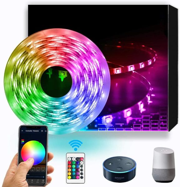 fccemc wifi smart 16.4ft 5m led strip lights, flexible color changing rgb 150 leds light strips kit work with app
fccemc wifi smart 16.4ft 5m led strip lights, flexible color changing rgb 150 leds light strips kit work with app