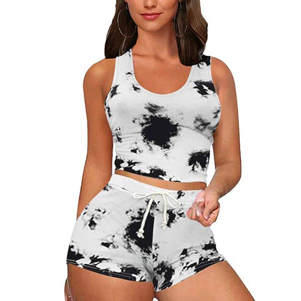 new 2-piece sets womens outfits tie-dye printed vest sling mouwlless tank shorts casual training suit gym set women, White;black
new 2-piece sets womens outfits tie-dye printed vest sling mouwlless tank shorts casual training suit gym set women, White;black