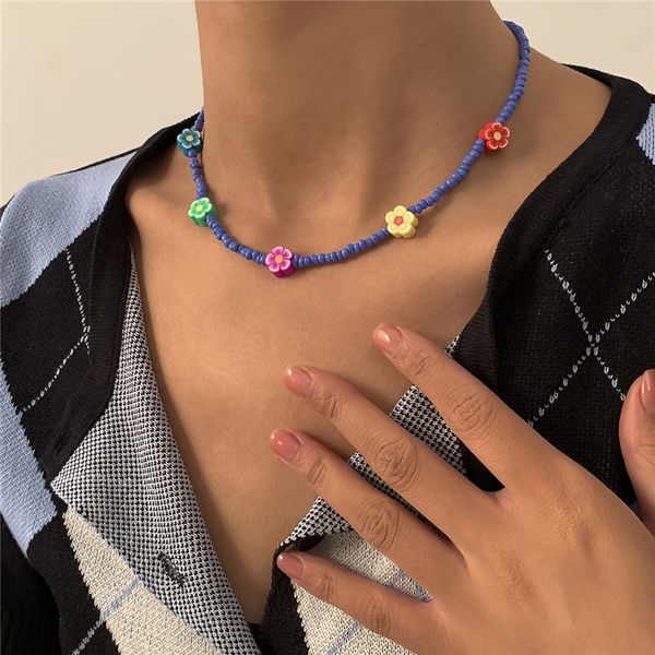 european contrast color pottery flower beaded necklaces retro ethnic style rice beads chain women vacation beach party gift necklace jewelry, Silver
european contrast color pottery flower beaded necklaces retro ethnic style rice beads chain women vacation beach party gift necklace jewelry, Silver