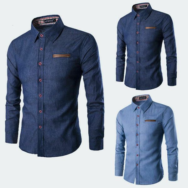 korean style slim fit men denim shirt long mouw blue casual blouse masculina luxury men's shirts plus size, White;black 
korean style slim fit men denim shirt long mouw blue casual blouse masculina luxury men's shirts plus size, White;black