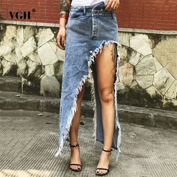 vgh tassel denim women's cowboy skirt blue high street irregular high waist straight women skirt summer fashion casual new 210311, Black
vgh tassel denim women's cowboy skirt blue high street irregular high waist straight women skirt summer fashion casual new 210311, Black