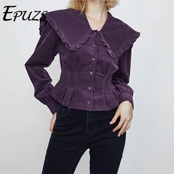 women's blouses & shirts 2021 spring women vintage lapel long sleeve cadigan blouse elegant pueple loose chic lady casual office button, White
women's blouses & shirts 2021 spring women vintage lapel long sleeve cadigan blouse elegant pueple loose chic lady casual office button, White