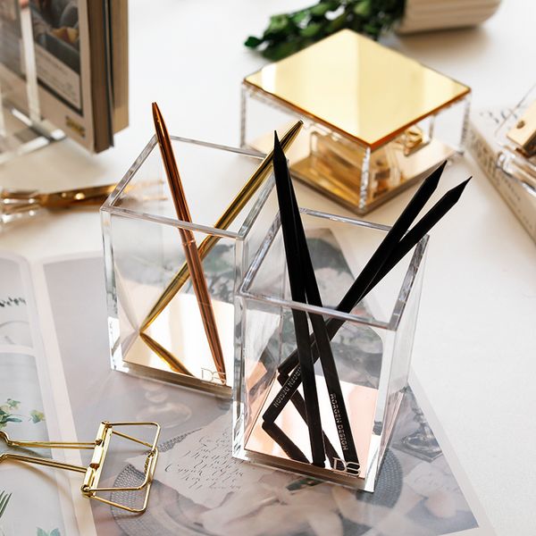 helder acryl make-up brush potlood holder cosmetic storage box deskpen container gold cup letterhead organizer
helder acryl make-up brush potlood holder cosmetic storage box deskpen container gold cup letterhead organizer