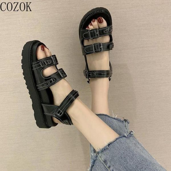 fashion women's sandals 2021 summer new style simple vamp personality buckle design trend all-match thick-soled women's sandals, Black
fashion women's sandals 2021 summer new style simple vamp personality buckle design trend all-match thick-soled women's sandals, Black