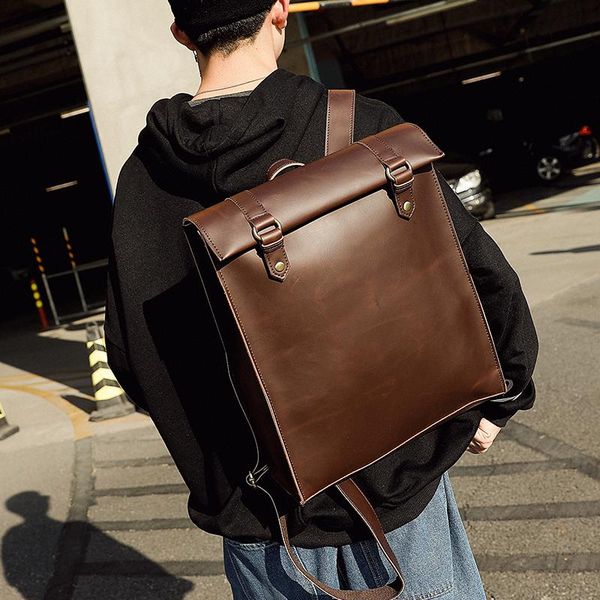 backpack retro men's bag korean schoolbag casual student trend travel