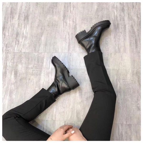 boots black genuine leather gear bottom cowhide front zipper women ankle thick british wind tide
boots black genuine leather gear bottom cowhide front zipper women ankle thick british wind tide