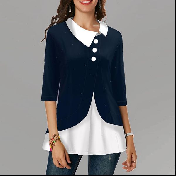 patchwork plus size womens shirt vintage mid sleeve button female women irregular cotton turn down collar blouse women, White
patchwork plus size womens shirt vintage mid sleeve button female women irregular cotton turn down collar blouse women, White