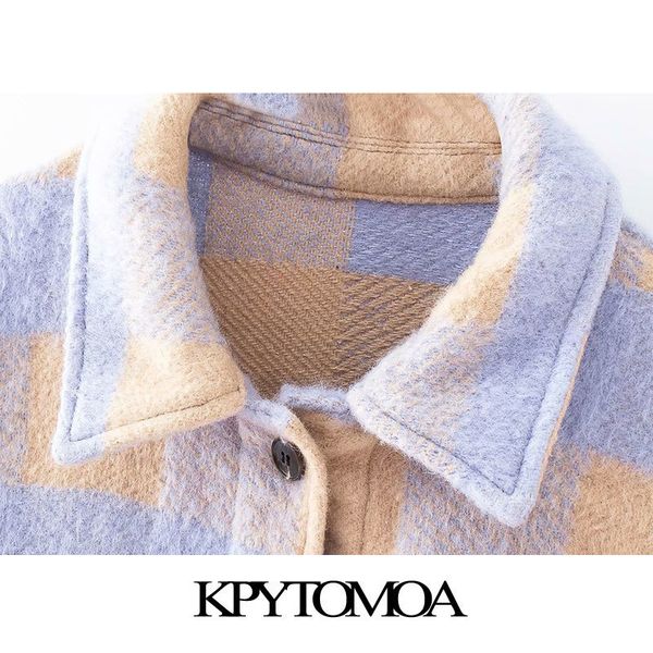 kpytomoa women fashion overshirts oversized checked woolen jacket coat vintage pocket asymmetric female outerwear chic 201014, Black;brown
kpytomoa women fashion overshirts oversized checked woolen jacket coat vintage pocket asymmetric female outerwear chic 201014, Black;brown