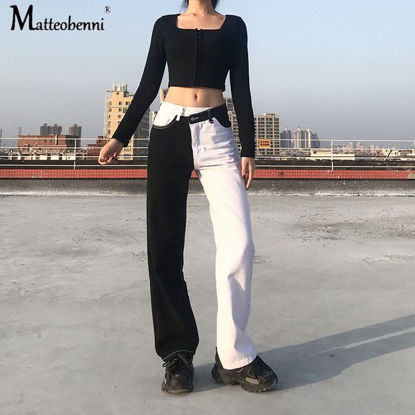 2021 new irregular black white patchwork casual mom denim jeans women high waist pants capris ladies streetwear pocket straight trousers jkb, Blue
2021 new irregular black white patchwork casual mom denim jeans women high waist pants capris ladies streetwear pocket straight trousers jkb, Blue
