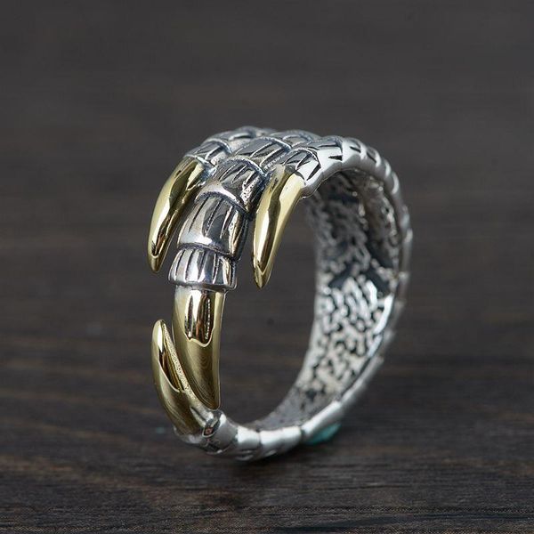 cluster rings authentic 925 sterling silver eagle claw for men vintage punk rock open adjustable male fine jewelry, Golden;silver
cluster rings authentic 925 sterling silver eagle claw for men vintage punk rock open adjustable male fine jewelry, Golden;silver