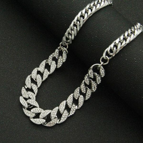 chains punk hip hop necklace rhinestone 1.5 cm wide glossy 0.9 stitching cuban chain men's domineering accessories, Silver
chains punk hip hop necklace rhinestone 1.5 cm wide glossy 0.9 stitching cuban chain men's domineering accessories, Silver