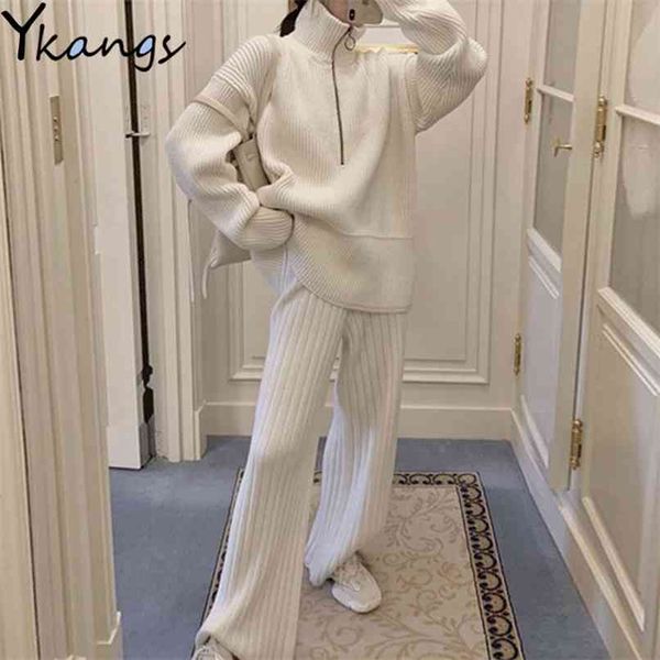 women korean style aesthetic baggy knitted pants harajuku streetwear elastic high waist wide leg casual knit woman trouser 210915, Black;white
women korean style aesthetic baggy knitted pants harajuku streetwear elastic high waist wide leg casual knit woman trouser 210915, Black;white