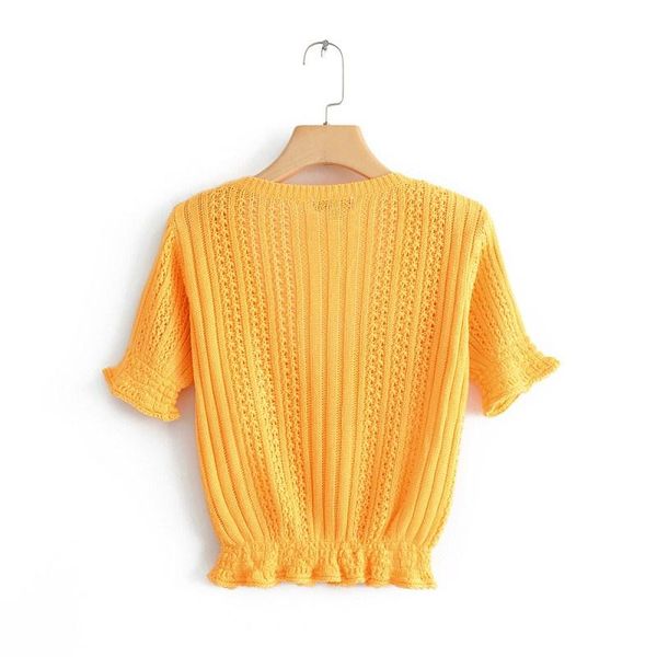women's sweaters white/red/yellow hollow out ruffles knitted sweater pullovers ladies summer sweet v-neck short sleeve crop, White;black
women's sweaters white/red/yellow hollow out ruffles knitted sweater pullovers ladies summer sweet v-neck short sleeve crop, White;black