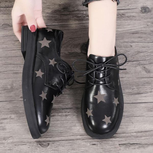 dress shoes pentagram print pu thin casual lace-up thread retro single college round toe low-cut upper star women, Black
dress shoes pentagram print pu thin casual lace-up thread retro single college round toe low-cut upper star women, Black