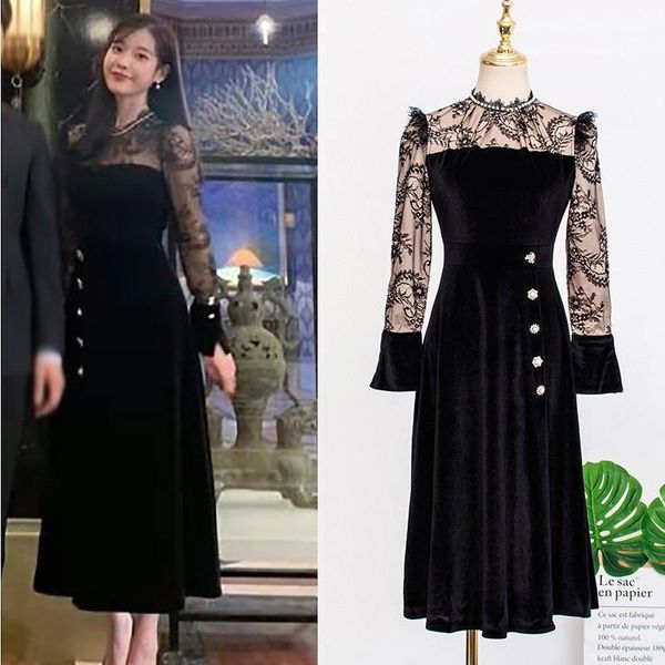 casual dresses 2021 autumn outfit iu with black french lace pleuche dress 9005, Black;gray
casual dresses 2021 autumn outfit iu with black french lace pleuche dress 9005, Black;gray