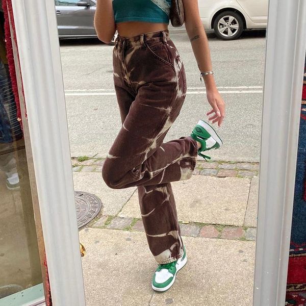 women's jeans 2021 pants street style personality tie-dye straight high waist casual woman button, Blue
women's jeans 2021 pants street style personality tie-dye straight high waist casual woman button, Blue