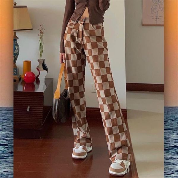 fashion girl chocolate color straight women jean loose large size checkerboard pattern thin trousers y2k baggy wide leg, Blue
fashion girl chocolate color straight women jean loose large size checkerboard pattern thin trousers y2k baggy wide leg, Blue