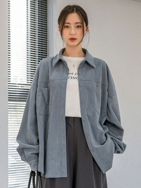 dazy-less dual pocket drop shoulder oversized blouse h0zb#, White 
dazy-less dual pocket drop shoulder oversized blouse h0zb#, White