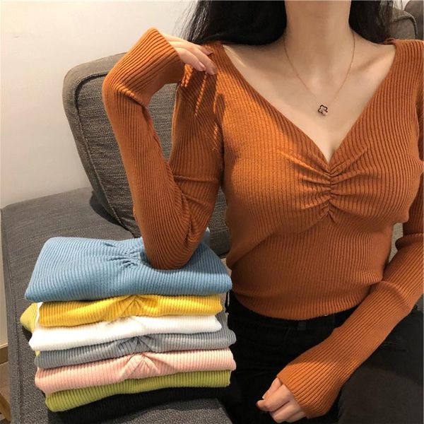 women's sweaters jchb v neck women sweater autumn knitted pullover jumper chic soft korean slim long sleeve female basic 2021, White;black
women's sweaters jchb v neck women sweater autumn knitted pullover jumper chic soft korean slim long sleeve female basic 2021, White;black