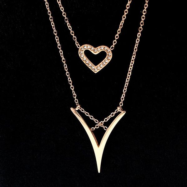 pendant necklaces 2021 fashion double-layer v-shaped crystal peach heart rose gold woman necklace for women jewelry, Silver
pendant necklaces 2021 fashion double-layer v-shaped crystal peach heart rose gold woman necklace for women jewelry, Silver