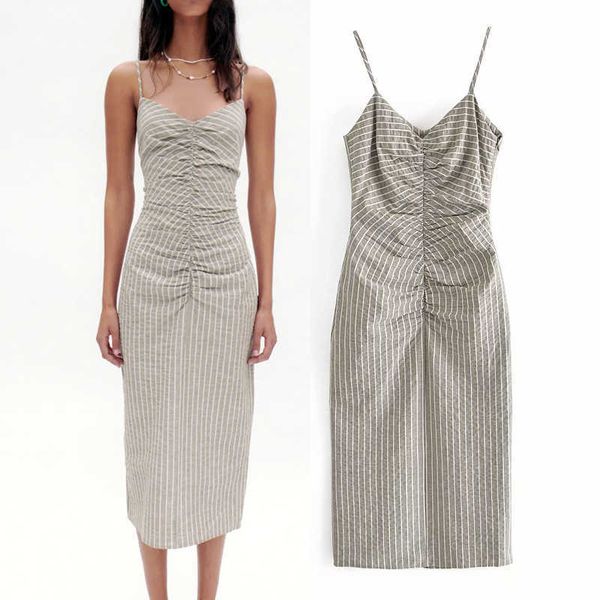 dress za fashion striped sling women summer style chic v-neck slim fit casual street youth 210601, Black;gray
dress za fashion striped sling women summer style chic v-neck slim fit casual street youth 210601, Black;gray