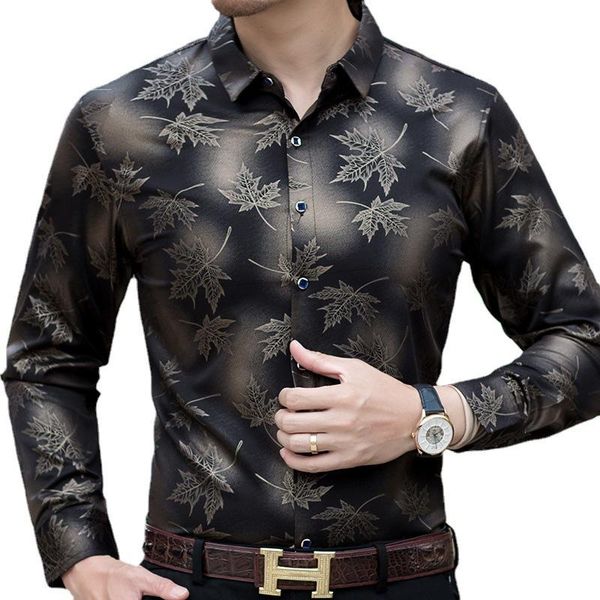 men's casual shirts 2021 autumn fashion print slim long sleeve shirt tide, White;black
men's casual shirts 2021 autumn fashion print slim long sleeve shirt tide, White;black