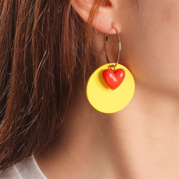 hoop & huggie cute love heart earrings personality womens metal geometric yellow round circle jewelry for girls party, Golden;silver
hoop & huggie cute love heart earrings personality womens metal geometric yellow round circle jewelry for girls party, Golden;silver