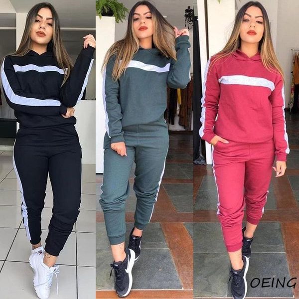 gym clothing 2021 women's jogging suits fashion patchwork sport exercise 2 piece fall sets outfits, White;black
gym clothing 2021 women's jogging suits fashion patchwork sport exercise 2 piece fall sets outfits, White;black