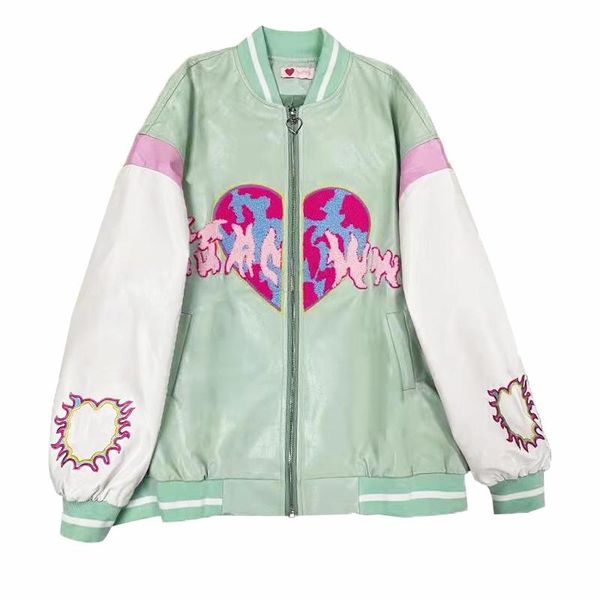 women's jackets autumn jacket women harajuku college style love, flame, embroidery baseball uniform oversize coats loose color matching, Black;brown
women's jackets autumn jacket women harajuku college style love, flame, embroidery baseball uniform oversize coats loose color matching, Black;brown