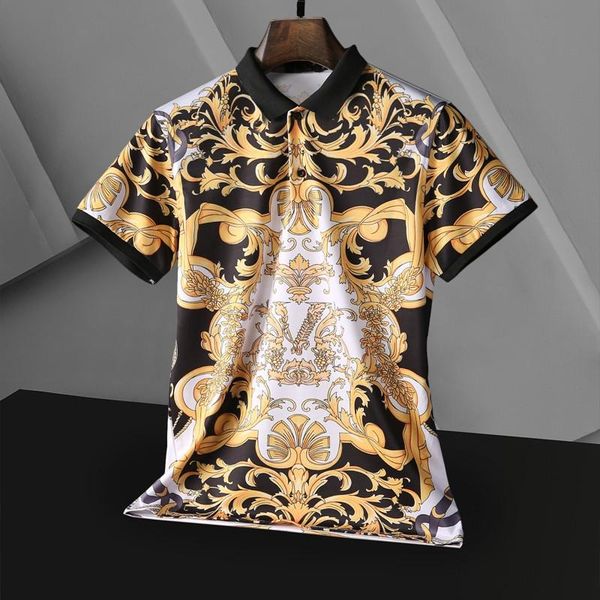 men's polos original summer man shirts gold print men british fashion cotton shirt homme manche courte, White;black
men's polos original summer man shirts gold print men british fashion cotton shirt homme manche courte, White;black