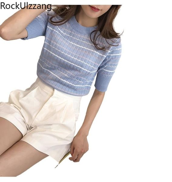 women's t-shirt women knit clothes short sleeve graphic stripe o-neck slim cute t shirt crop korean simple knitted cropped tee, White
women's t-shirt women knit clothes short sleeve graphic stripe o-neck slim cute t shirt crop korean simple knitted cropped tee, White