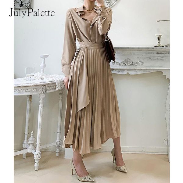 casual dresses julypalette fashion suit collar spring women dress long sleeve office lady lace up pleated slim a-line female vestido, Black;gray
casual dresses julypalette fashion suit collar spring women dress long sleeve office lady lace up pleated slim a-line female vestido, Black;gray