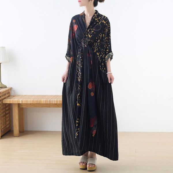 casual dresses johnature women vintage tencel dress v-neck long sleeve patchwork belt 2021 summer irregular print floral, Black;gray
casual dresses johnature women vintage tencel dress v-neck long sleeve patchwork belt 2021 summer irregular print floral, Black;gray