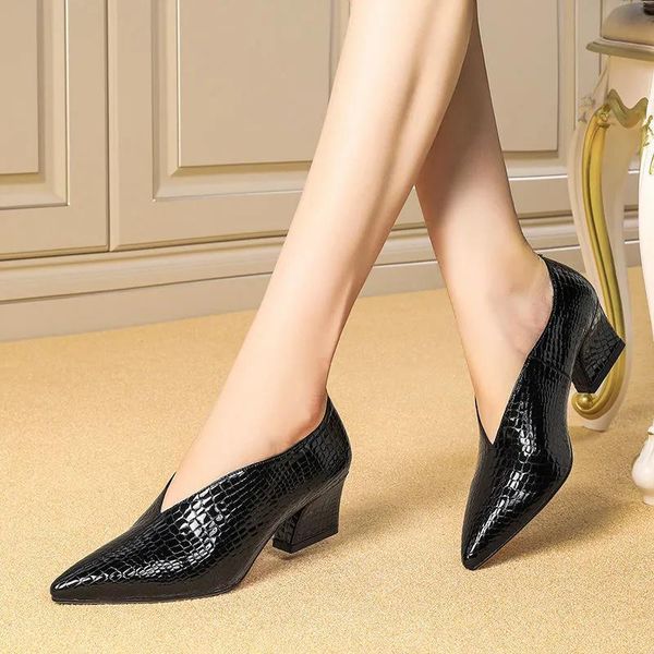 dress shoes female fashion sweet pointed toe pu leather spring slip on square heel women casual comfort heels zapatos dama g9165, Black
dress shoes female fashion sweet pointed toe pu leather spring slip on square heel women casual comfort heels zapatos dama g9165, Black