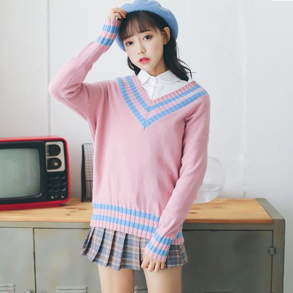 women's sweaters women knitting pullovers 2021 female v-neck harajuku style cute long sleeve soft causal striped fashion sweater, White;black
women's sweaters women knitting pullovers 2021 female v-neck harajuku style cute long sleeve soft causal striped fashion sweater, White;black