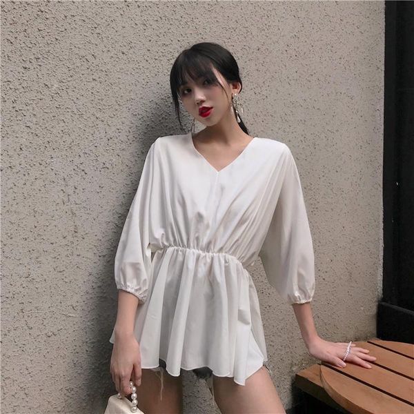 women's blouses & shirts korean womens and v-neck lantern sleeve casual loose clothes lady 2021 fashion high waist elegant clothin, White
women's blouses & shirts korean womens and v-neck lantern sleeve casual loose clothes lady 2021 fashion high waist elegant clothin, White