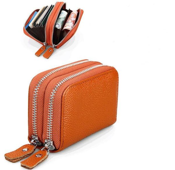 card holders multi-card slot holder double zipper simple solid color bags portable small fresh woman lady, Brown;gray
card holders multi-card slot holder double zipper simple solid color bags portable small fresh woman lady, Brown;gray