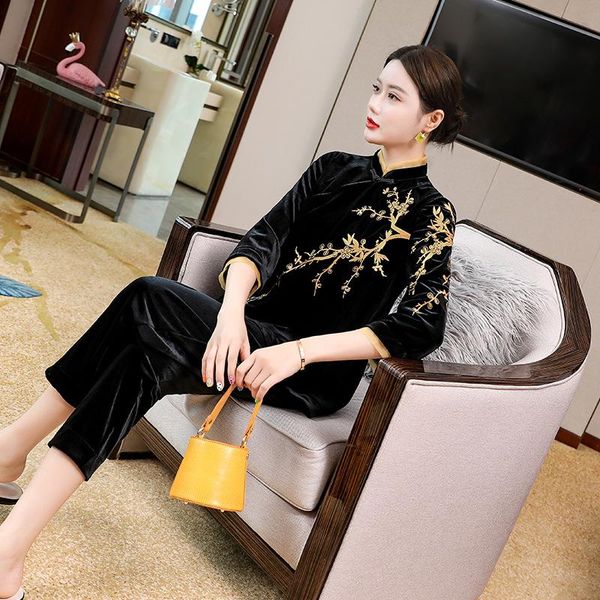 women's two piece pants autumn chinese style embroidery leisure woman + high waist wide leg retro two-piece suit s-2xl, White
women's two piece pants autumn chinese style embroidery leisure woman + high waist wide leg retro two-piece suit s-2xl, White