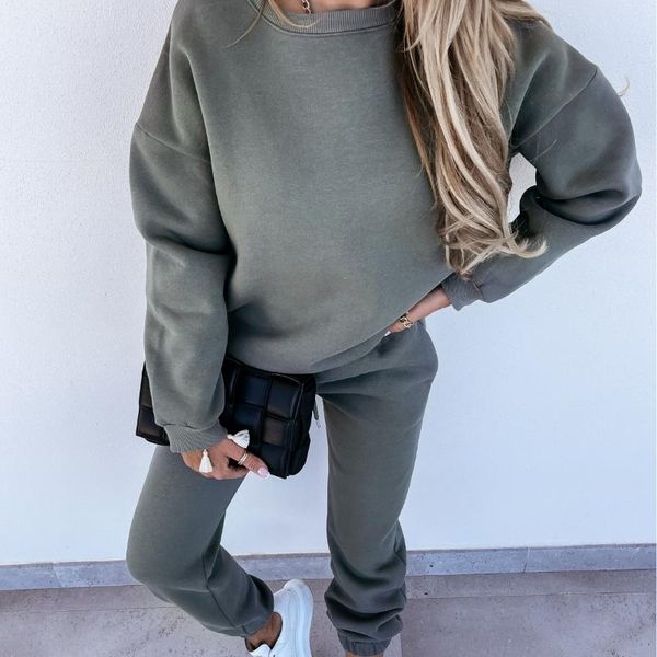 women's two piece pants rmsfe 2022 autumn and winter women long sleeve round neck fashion leisure solid color sweater set, White
women's two piece pants rmsfe 2022 autumn and winter women long sleeve round neck fashion leisure solid color sweater set, White