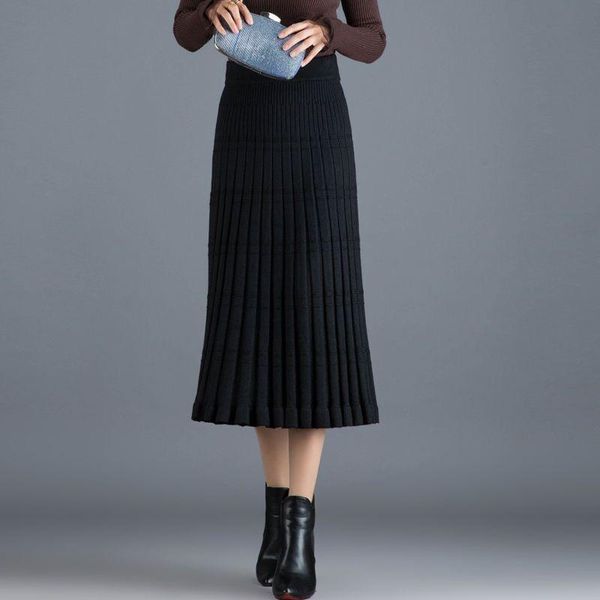 women 2021 autumn fashion thicken warm loose skirts female new mid-long pleated skirts ladies high waist knitted m836, Black
women 2021 autumn fashion thicken warm loose skirts female new mid-long pleated skirts ladies high waist knitted m836, Black