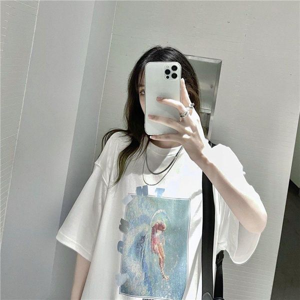 women's t-shirt cute pattern print short-sleeve t-shirts loose mid-length o-neck harajuku style summer bottoming 2021, White
women's t-shirt cute pattern print short-sleeve t-shirts loose mid-length o-neck harajuku style summer bottoming 2021, White