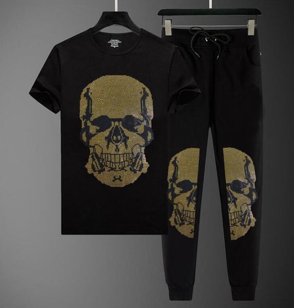 new fashion brand men's tracksuit casual rhinestones summer men's slim short sleeve tshirt and pant set, White;black
new fashion brand men's tracksuit casual rhinestones summer men's slim short sleeve tshirt and pant set, White;black
