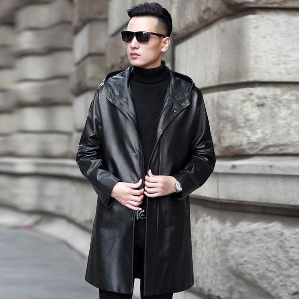 men's leather & faux the 2021 male head layer cowhide hooded long windbreaker haining fur coat, Black
men's leather & faux the 2021 male head layer cowhide hooded long windbreaker haining fur coat, Black