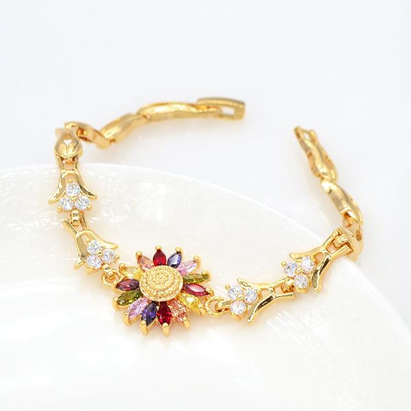 link, chain fashion women cz bracelet colorful sunflower gold color cubic zirconia charm bangles jewelry gifts, Black
link, chain fashion women cz bracelet colorful sunflower gold color cubic zirconia charm bangles jewelry gifts, Black