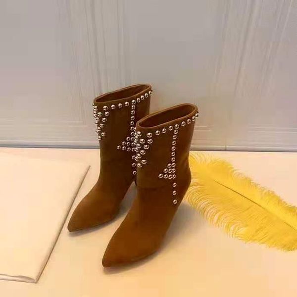 boots women's shoes paris layo brown suede silver-tone studs pointed toe heel 10.5 cm calfskin leather, Black
boots women's shoes paris layo brown suede silver-tone studs pointed toe heel 10.5 cm calfskin leather, Black